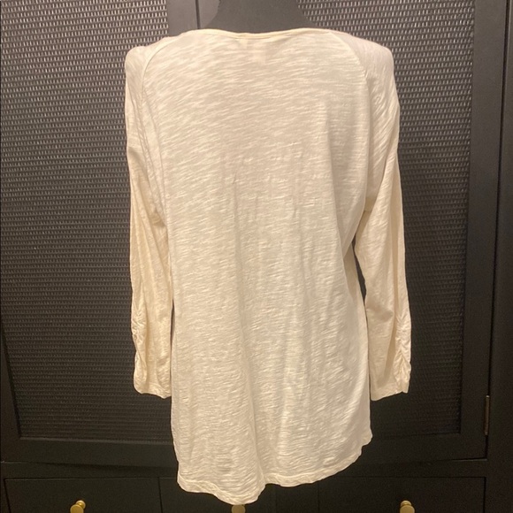 Lucky Brand Cream Tunic with Split V-Neck Long Sleeve and Tie Front - Picture 6 of 9